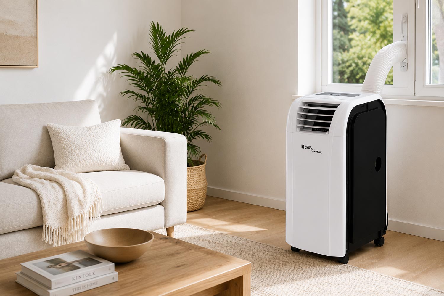 Portable air conditioning unit in a modern Tenerife home